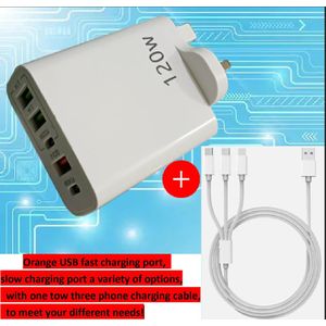 120W cell phone charger with 1 tow 3 charging cables