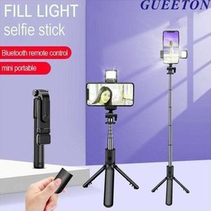 Bluetooth Selfie Stick Tripod With Fill Light + Shutter Remote - Black