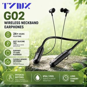 TYNIX G02 Large Capacity Battery Neckband Headphones, Long Lasting Wireless Earphones for Sports