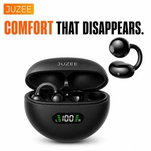 JUZEE Open Ear Clip-On Wireless Earbuds Bluetooth 5.4 C-Bridge Comfortable Sports Headphones - Black