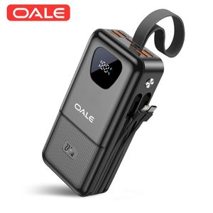 Oale Power Bank, Y30000 Travel Essential Portable Charger 27000mAh with Built-in USB-C Cable,22.5W Fast Charging, 7 Output Ports, LED Display Compatible with iPhone,Samsung,Android