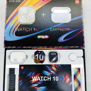 ACE-240 Smart Watch Ultra 10 in1 Waterproof 7 Straps + Protective Case + Earphones - Black